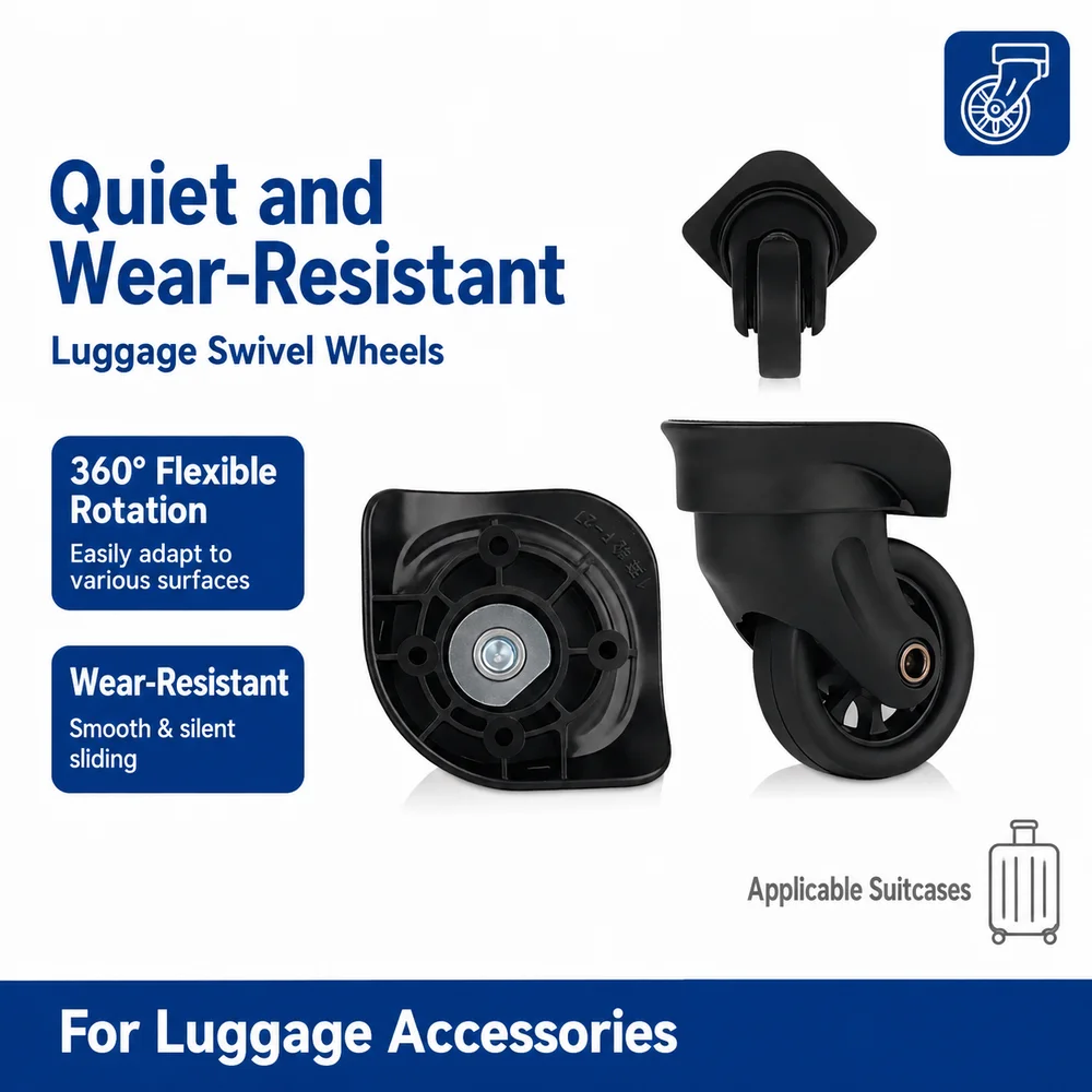 Universal Luggage Wheels For American Tourister Hongli A50 360° Swivel Caster Bracket Wear-Resistant Smooth Rolling Noise Reduct