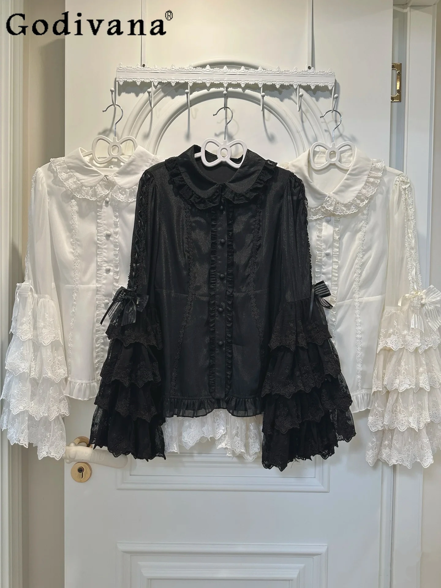 

Осень-зима 2022, новая японская оригинальная милая внутренняя рубашка в стиле Лолиты, универсальная базовая рубашка JSK с расклешенными рукавами для женщин