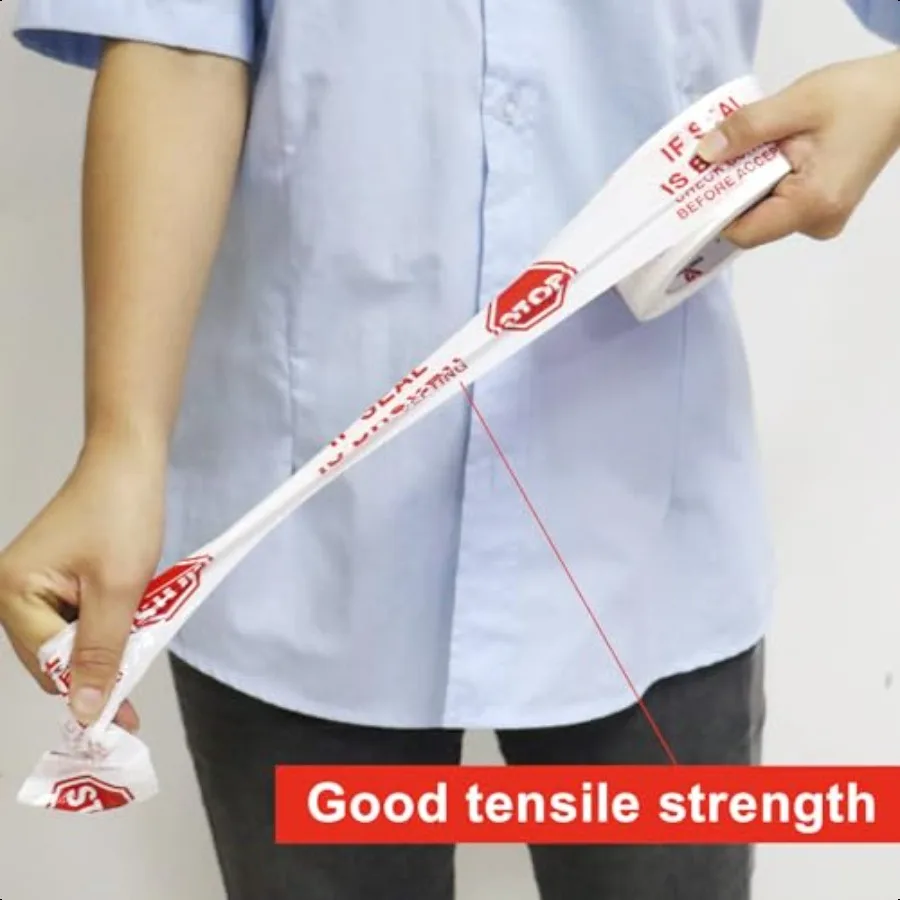 شريط ختم لافتة التوقف مطبوع مسبقًا إذا كان كسر الختم، فحص المحتوى قبل قبول شريط التعبئة مع موزع 2 بوصة × 110 يار #6