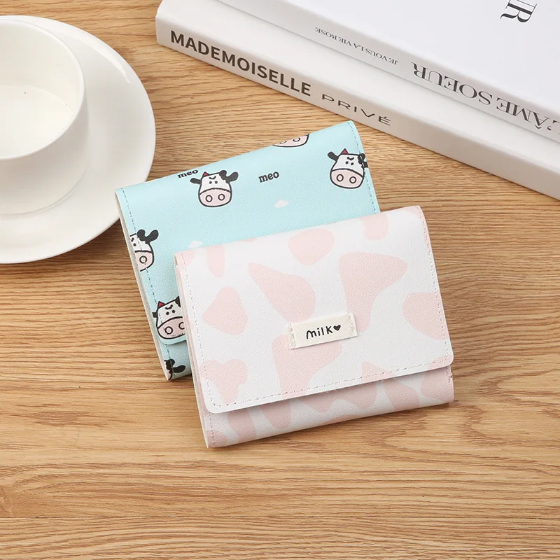 New multi-card short small coin purse ladies mini wallet 30% off Wallet day Korean version of cow card female