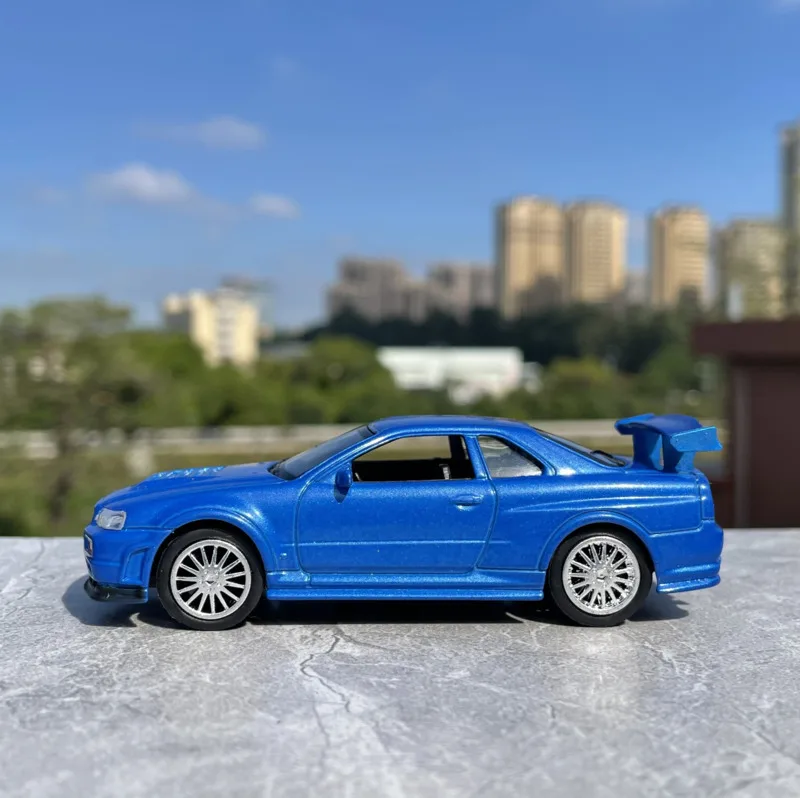 1/43 وصول جديد سعر خاص دييكاست المعادن اليابانية GTR الكلاسيكية R34 نموذج سيارة الأثاث عرض مجموعة لعب للأطفال #5
