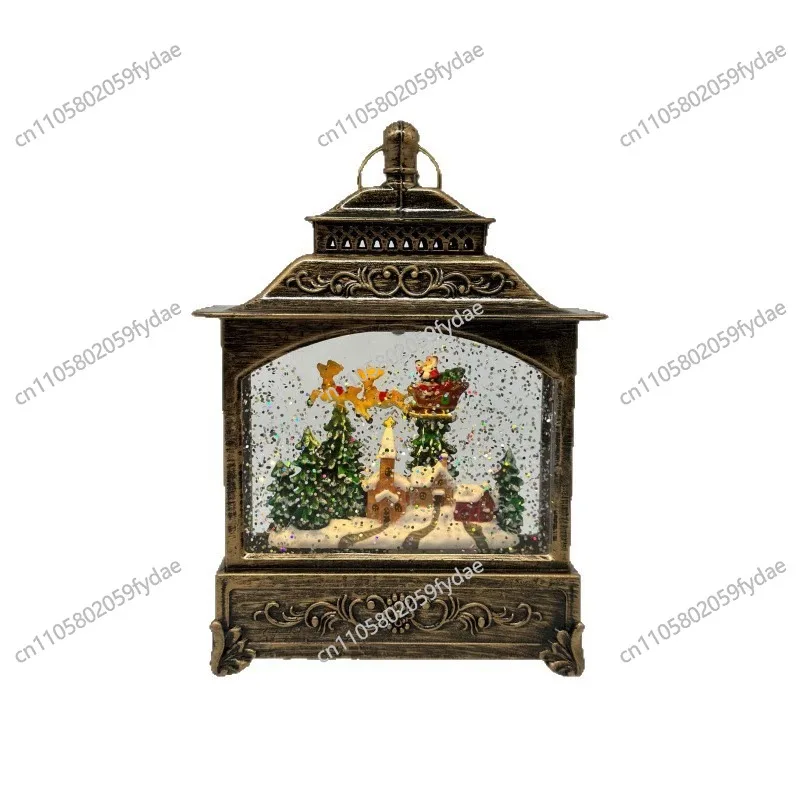 

Small flat wind lamp holiday gift Santa Claus music box snow lamp tabletop ornament