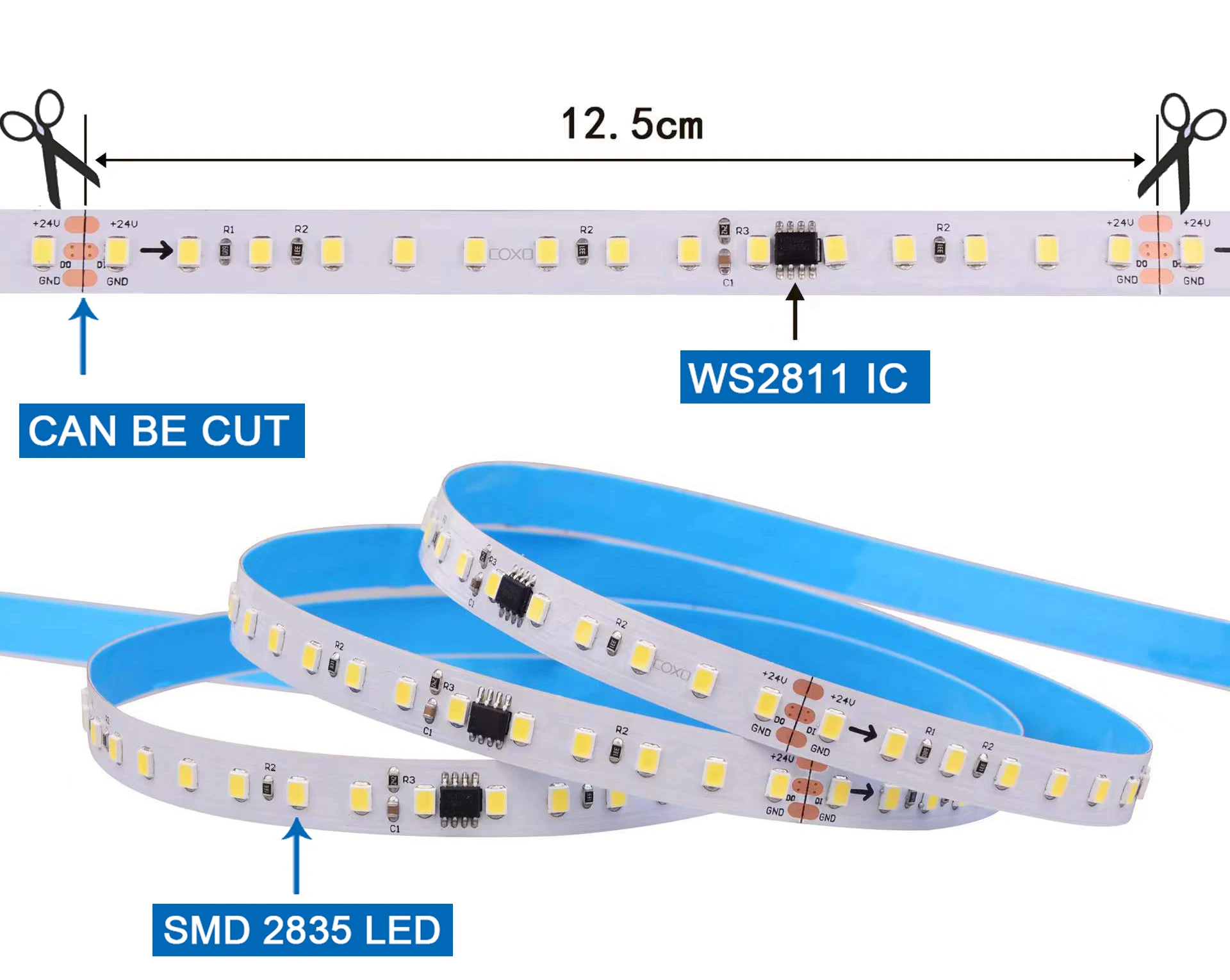 DC24V SMD2835 120LEDs/M wyścigi konne LED światło WS2811 IC Pixel płynącą wodą płynące taśma oświetleniowa goniące zestaw 10M / 20M