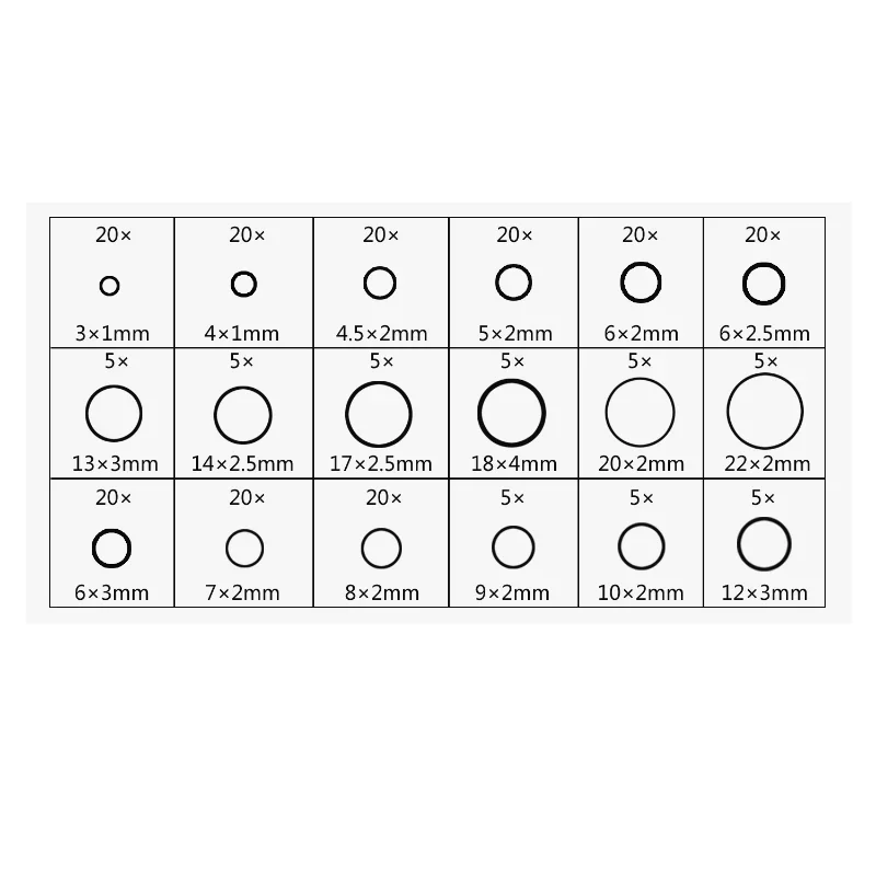 225 Uds. Arandela de sellos de coche junta tórica de goma 18 tipos Kit surtido máquina impermeable resistente al aceite accesorios para automóviles