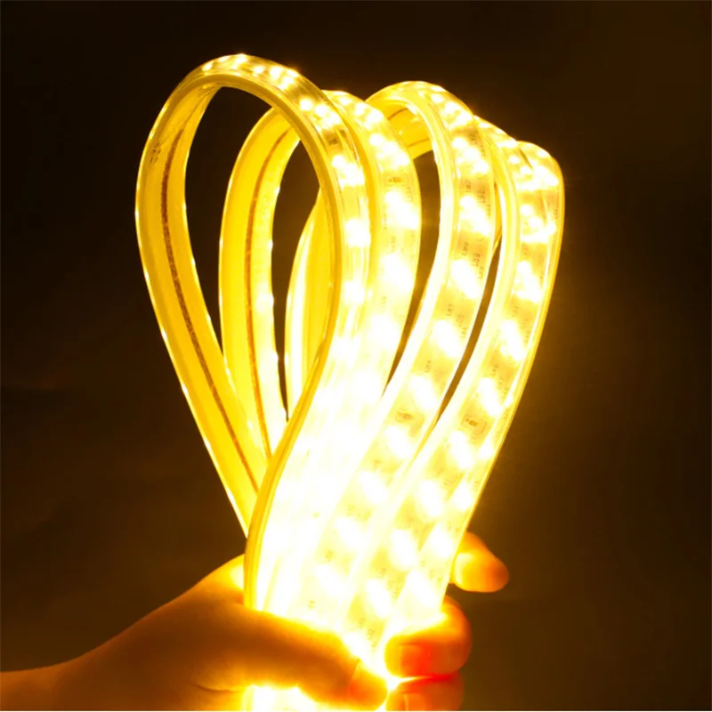 Imagem -04 - Impermeável Led Strip Lights com Plug ue Power Flexível Lâmpada ao ar Livre Fita Fita Alto Brilho 2835 180leds m 220v