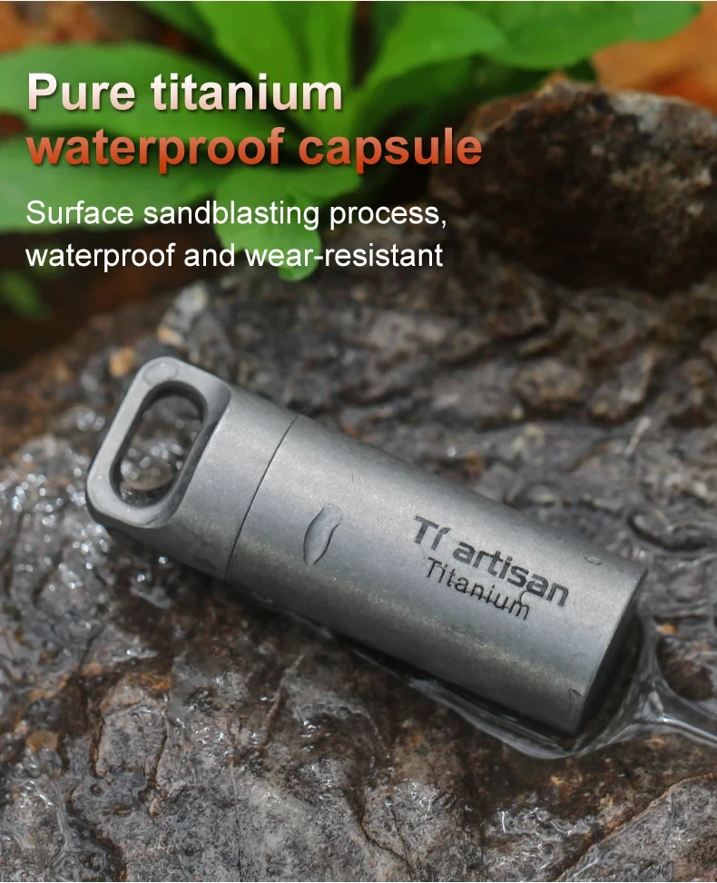 Tiartisan Titan Mini EDC-Werkzeuge Tragbare Versiegelte Medizinflasche für Zuhause und Outdoor Wasserdichte Titan-Pillendose – Detail 2