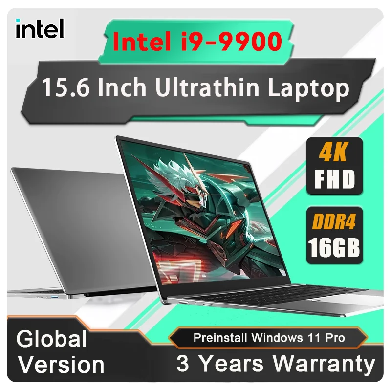 【3-year warranty】2026 Portable Notebook Windows 11 Pro 15.6 inch Gaming Computer PC Gamer Intel Core I9 9900 Laptops I9