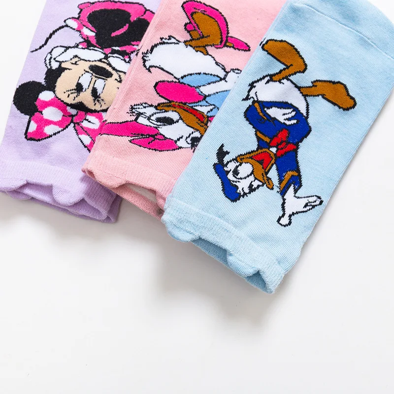 5 Pairs New Anime Disney Mickey Minnie Mouse Cotton Socks Kawaii Stitch Daisy Girl Donald Women Summer Boat Socks Gifts