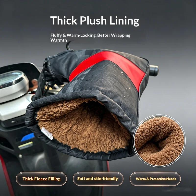 1 Pair Motorcycle Handlebar Muffs Winter Thermal Handle Bar Gloves Thickened Fleece Waterproof Windproof Hand Warmer Mitts