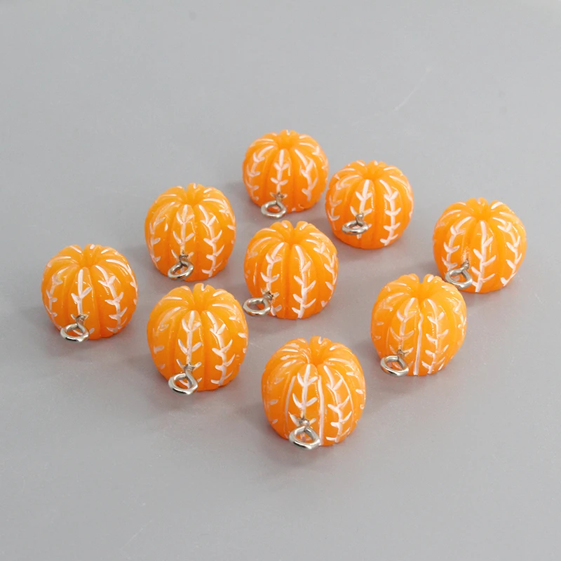 10pcs/pack 3D Small Tangerine Resin Fruit Charms Cute Earring Bracelet Hair Accessory Mini Pendants Diy Jewelry Making