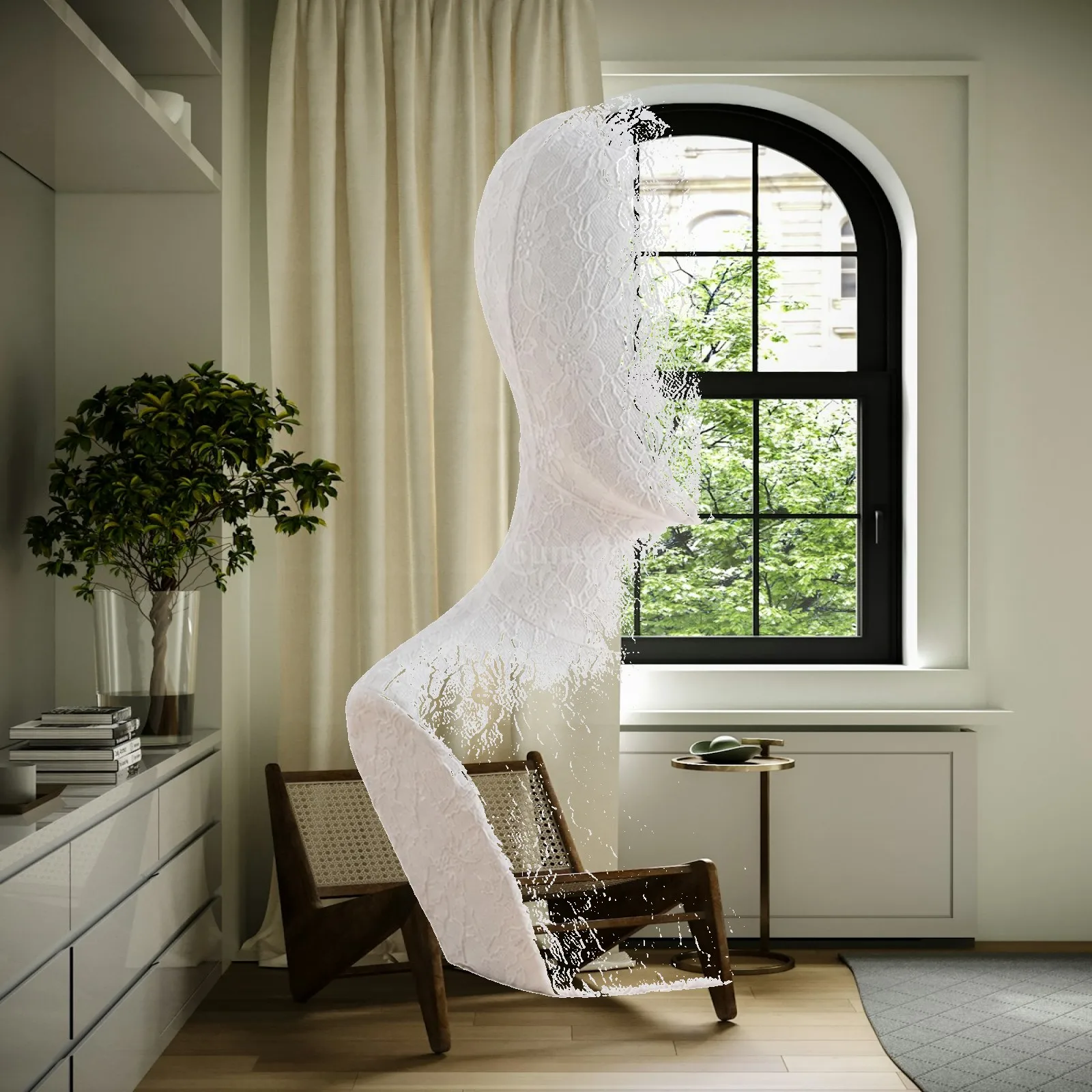 Textile Covered Hat Stand Mannequin Head for Jewelry and Hair Accessory Display for Product Photography