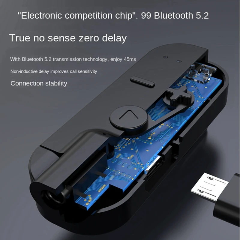 Беспроводной аудиоприемник Lavalier Bluetooth 5,2 3,5 мм AUX с шумоподавлением, стерео адаптер для игр/музыки/вызовов с микрофоном, красный, 1 шт.