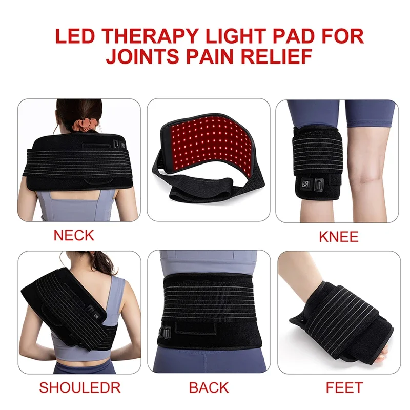 Red Light Therapy Belt Arm Knee Shoulder Pain Relief No EMF OEM/ODM 660nm 850nm Near Infrared LED Red Light Therapy Pad