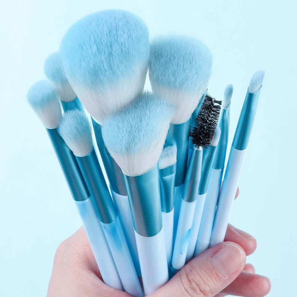 

12PCS Makeup Brushes Set Blue Soft Fluffy Eyeshadow Detail Concealer Blush Loose Powder Highlighter Foundation Women Beauty Tool