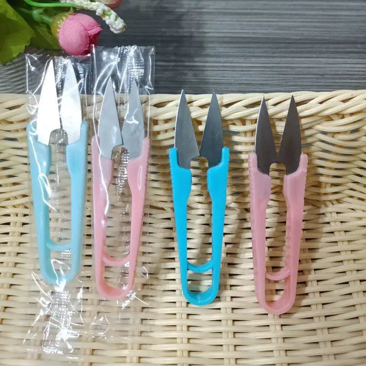 Household Plastic Cross-stitch Scissors Small Scissors Cutting Thread U-shaped Durable Household Accessories