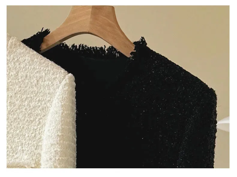 ウールタッセルショートジャケット新しい秋エレガントなラウンドネック多用途洗練された女性のトップアウターウェアロパムジェール女性のためのスーツ