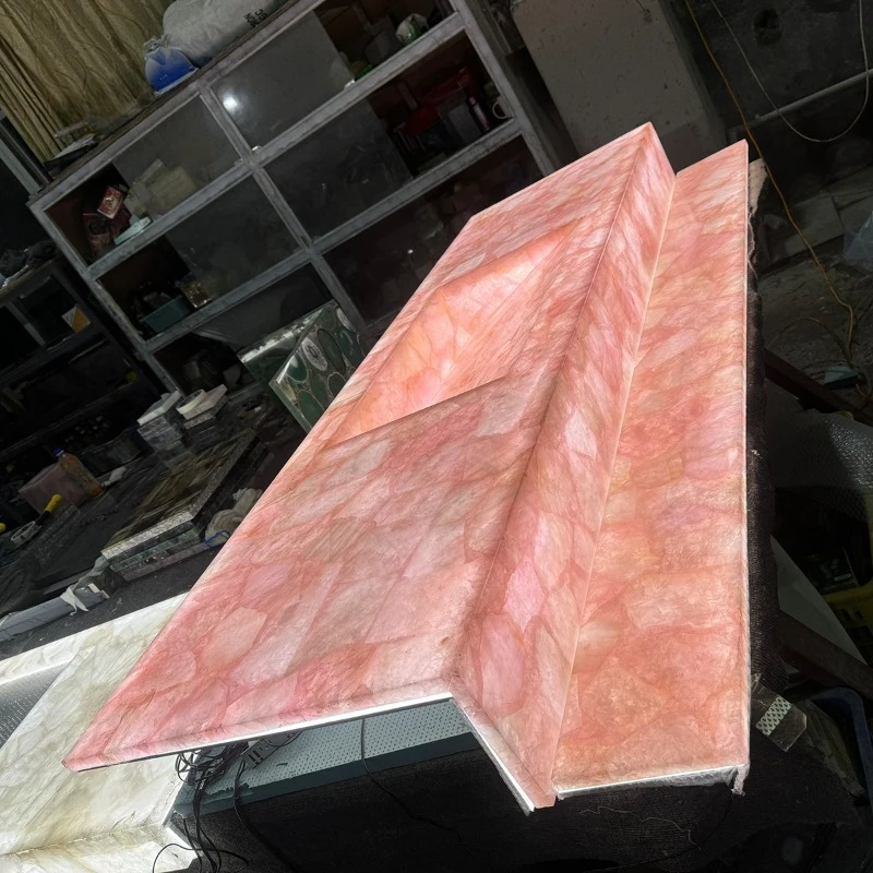 Luxury solid surface natural pink marble crystal rose quartz stone bathroom vanity sink wash basin
