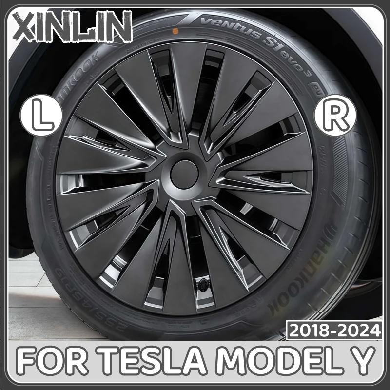 

XINLIN 4PCS 19Inch Hub Cap Performance Replacement Right&Left Wheel Cap Full Rim Cover For Tesla Model Y 2018-2024 Accessorie