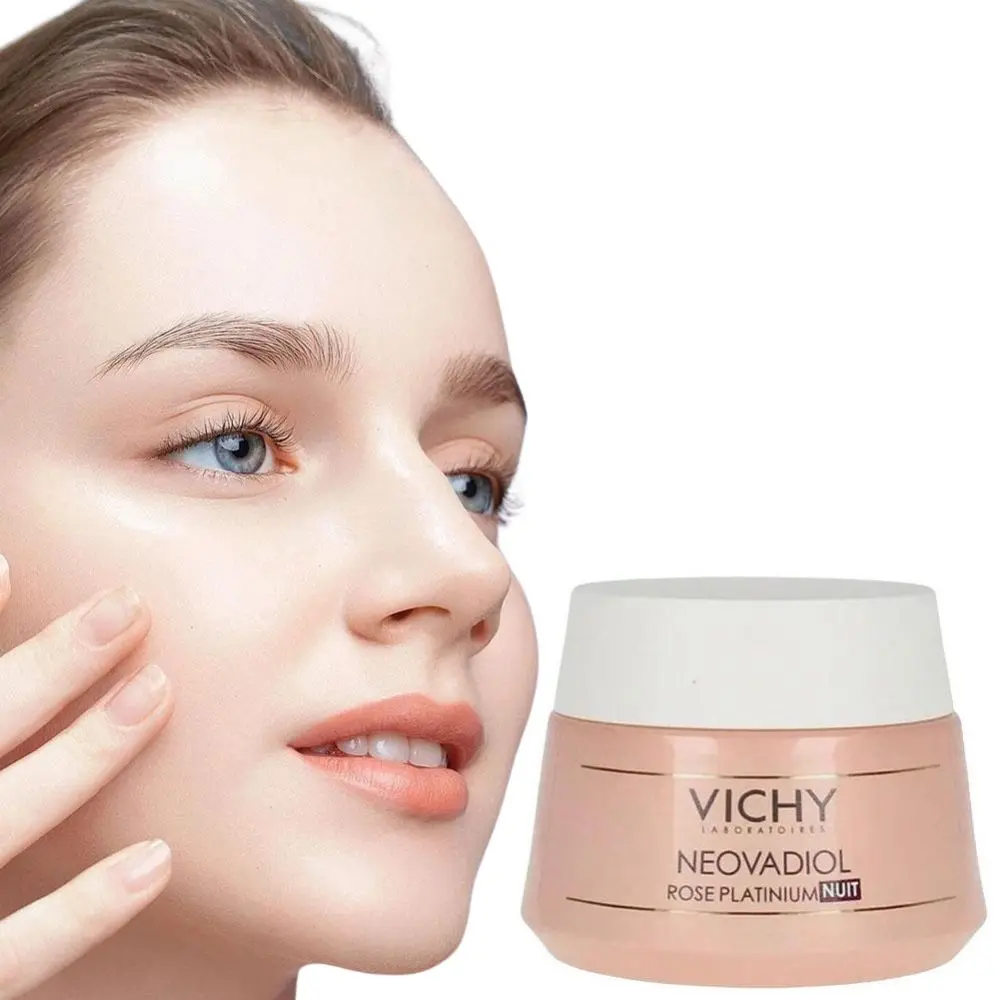 VICHY crema facial reafirmante de rosas elimina los tonos amarillos crema de noche reafirmante de hidratación duradera antiarrugas 50ml