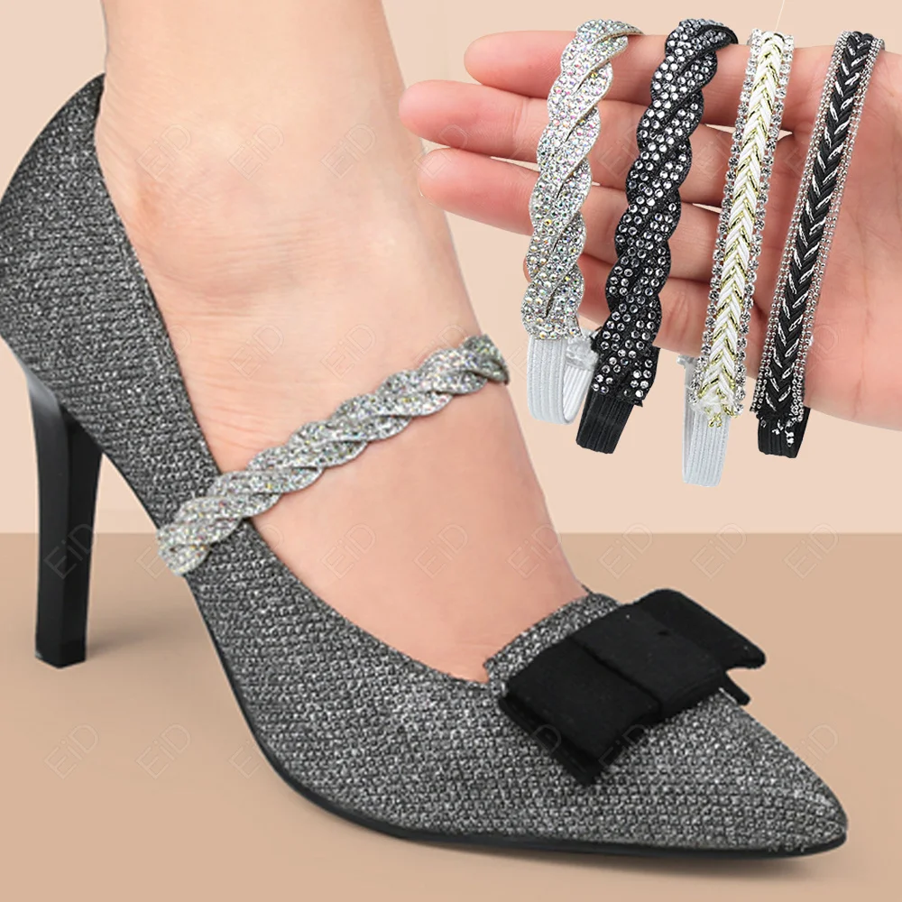 EiD 1Pair High Heels Shiny Bundle Shoelace Holding Loose Anti-skid Straps Women ladys Lace Shoes Band Shoe Accessories Wholesale