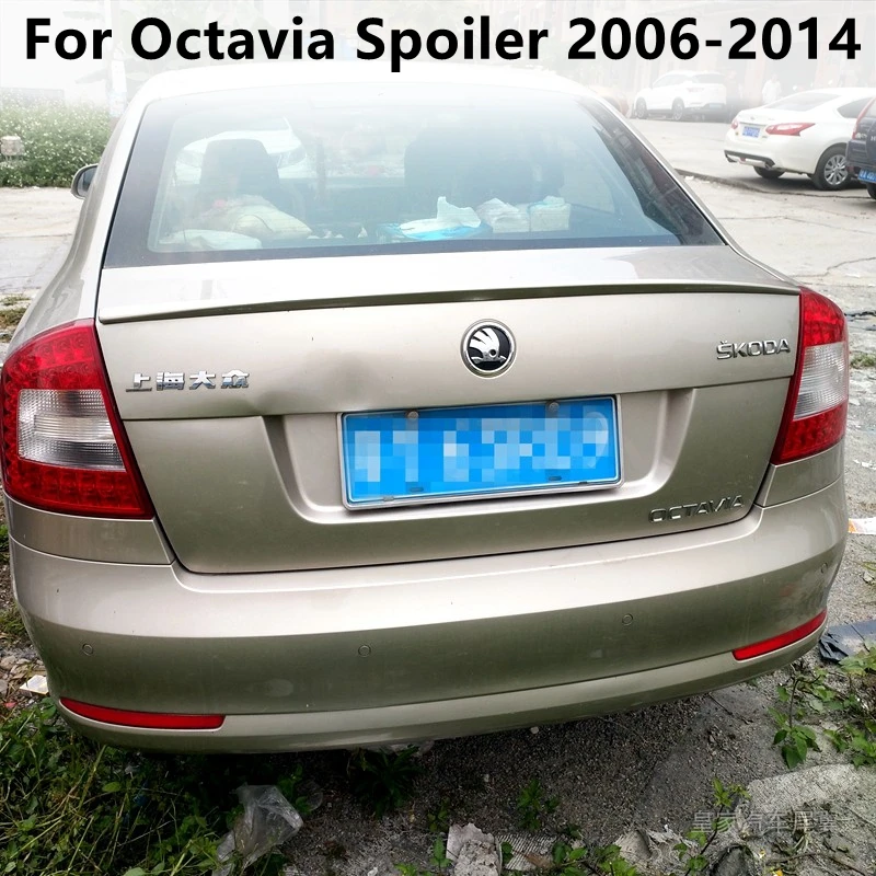 For Skoda Octavia Spoiler 2006 to 2014 Car Styling ABS Unpainted Color Rear Trunk Wing Boot Spoiler Car Decoration