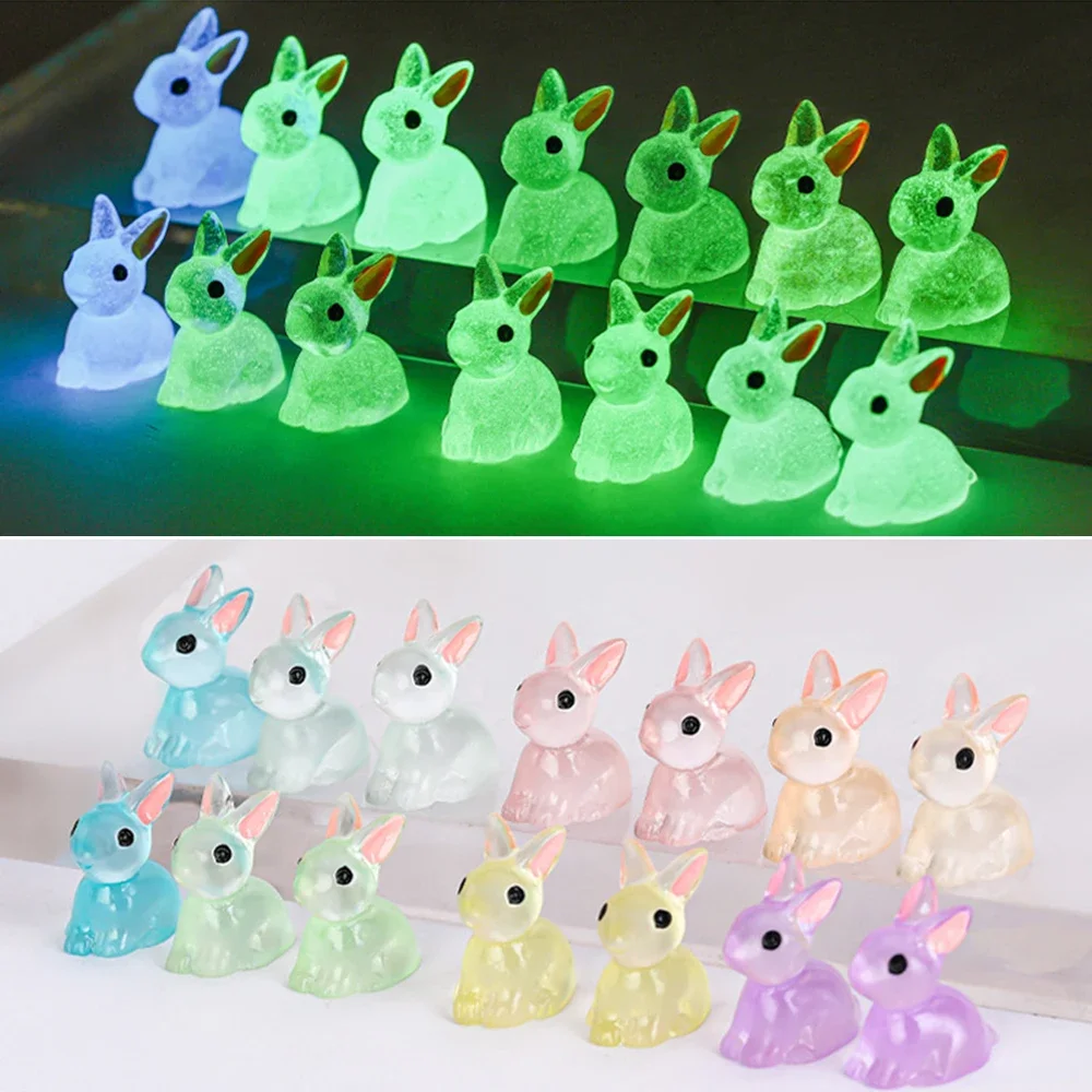 Luminous Micro Landscape Little Rabbit Ornaments DIY Kit Resin Garden Decoration Outdoor Patio Lawn Yard Garden Accessories