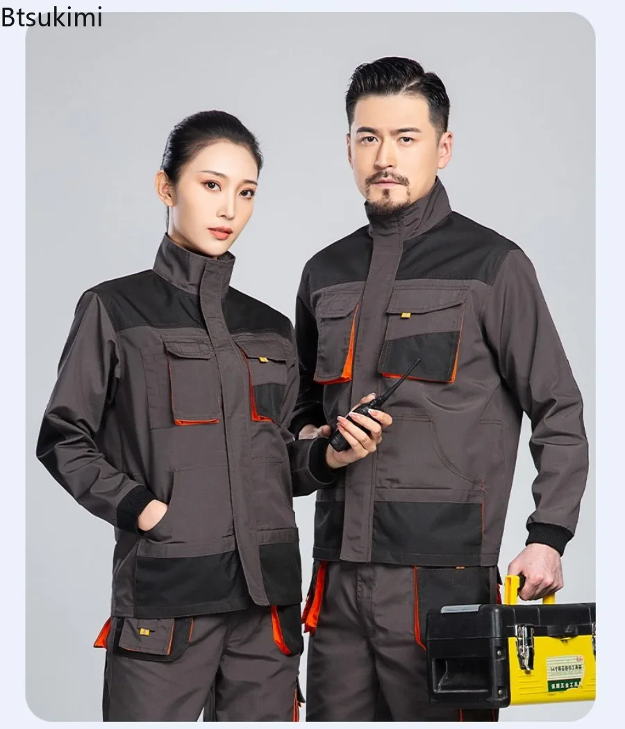 2026 Welding Working Bib Overalls Protective Auto Repair Strap Jumpsuits Durable Tooling Uniform Mechanic Multi-Pocket Coverall