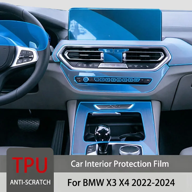 Car Interior Protective Film for BMW X3 X4 G01 G02 2022-2024 Navigation Panel Dashboard Auto Anti-scratch Sticker Transparent