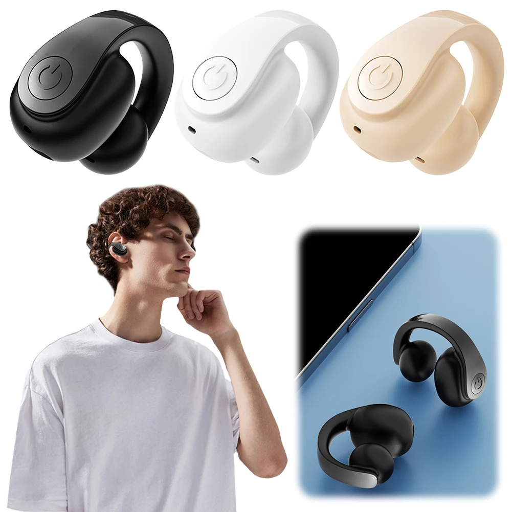 Wireless Ear Clip On Earphone Bluetooth-Compatible 5.4 EarBuds Noise Canceling HiFi Stereo Headset Waterproof Clip On Headphone