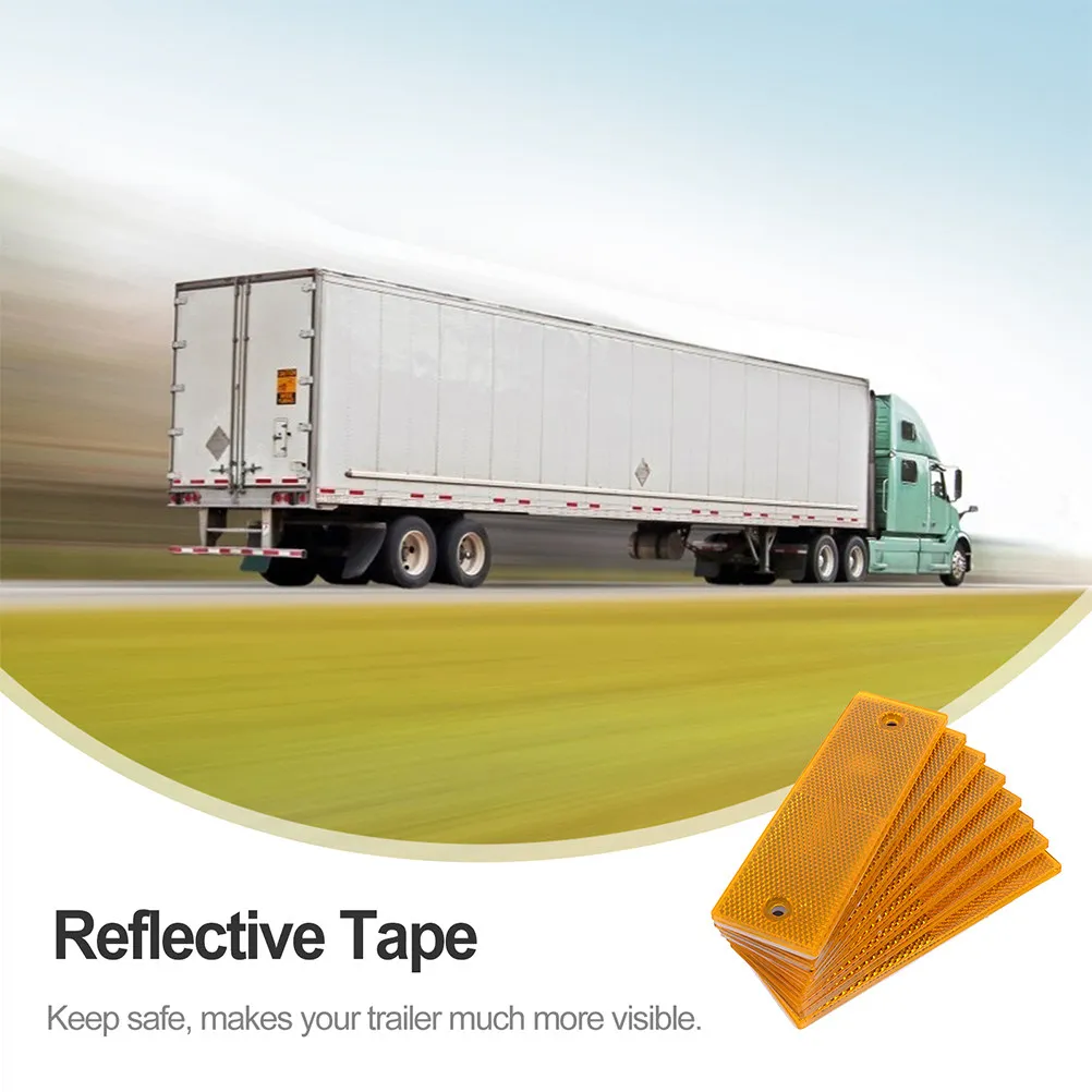 6Pcs Reflective Tape High-Visibility Truck Rear Reflector Safety Warning Tape for Car Motorcycle Bicycle Night Driving Rain Fog