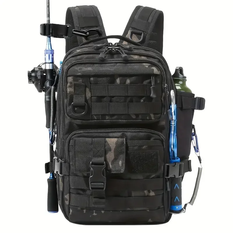 

1000D Nylon Waterproof Fishing Backpack Fishing Tackle Storage Bag Double Shoulder Sling Bag for Outdoor Fishing Hunting Hiking
