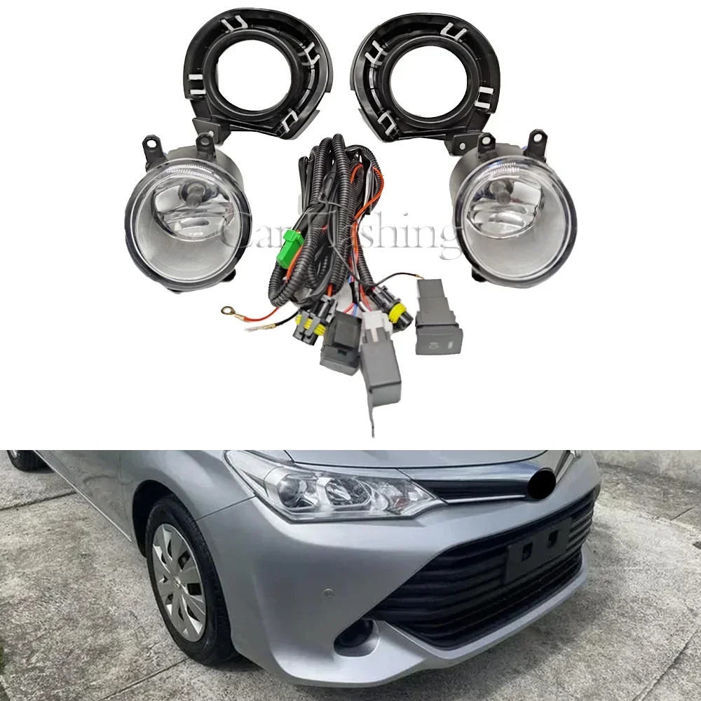 New！ Car LED Fog Lights Fog Lamp For Toyota Corolla Axio Fielder 2015 2016 2017 Harness Wiring Cover Grille Halogen Angel eyes D