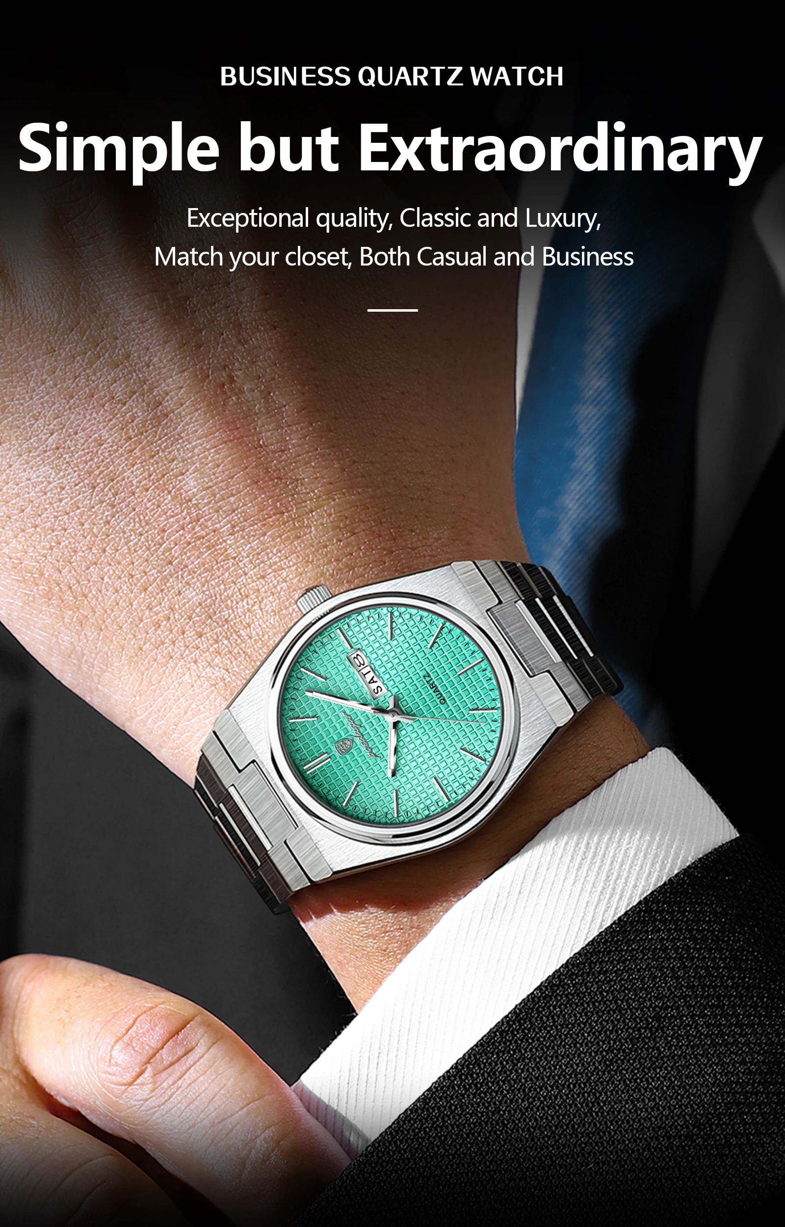 POEDAGAR Top Business Mann Uhr Leuchtende Wasserdichte Edelstahl Männer Armbanduhr Datum Woche Quarz Mode Lässig männer Uhren – Detail 13