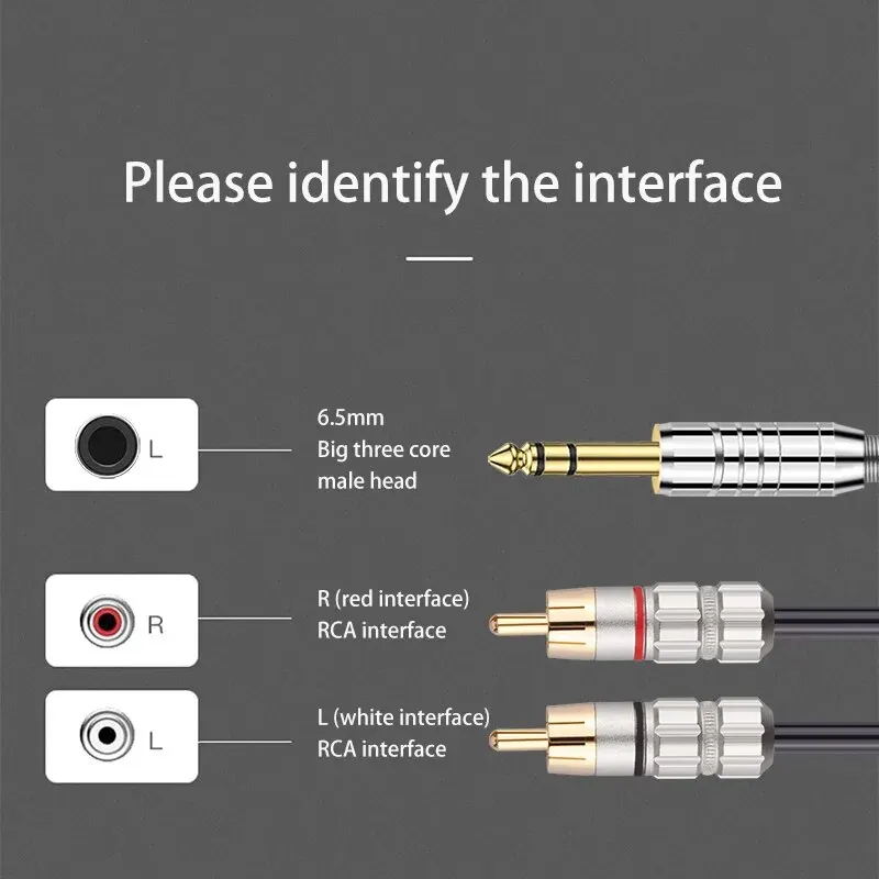 YYTCG Professional 6.35mm To 2RCA Adapter Cable Excellent Sound Easy Connection 1/4 Inch Male TRS Stereo Plug To RCA Male Cable