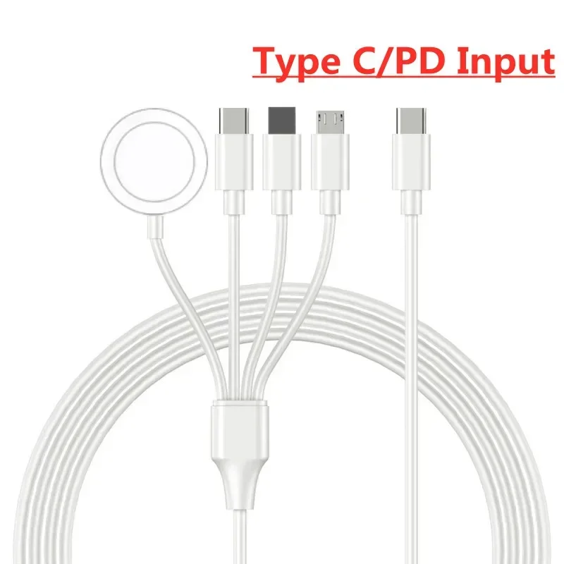 Cabo de Carregamento 4 em 1 USB/Type-C PD - متوافق مع iPhone 14، Android، Apple Watch e iWatch