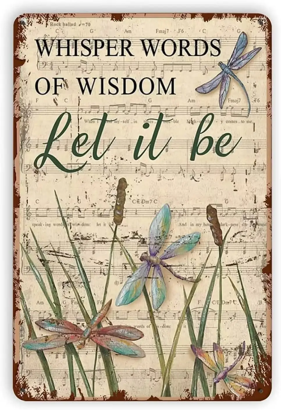 Dragonfly Whispering Words of Metal Tin Sign Vintage Aluminum Sign Wall Art Decorative Sign for Indoor/Outdoor