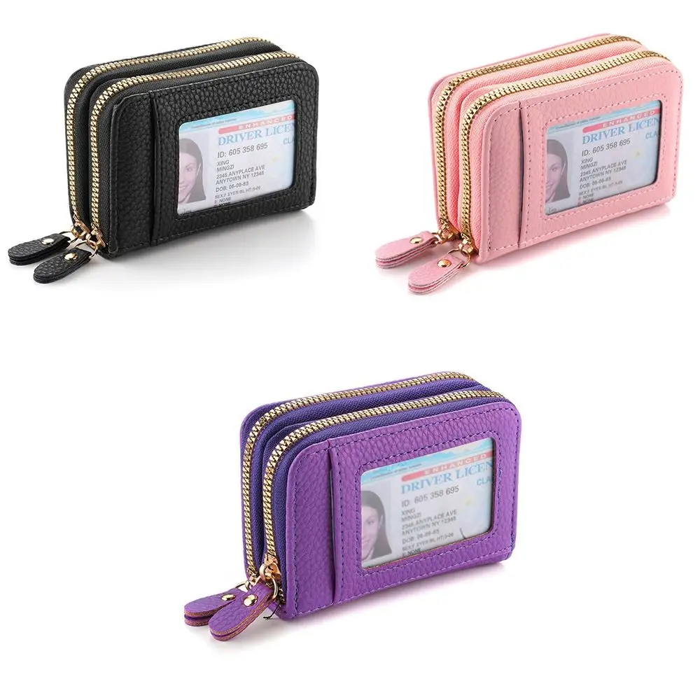 Fashion PU Leather Leather Women Wallets Black Pink Purple Large Capacity Coin Purse Zipper Storage Bag Women