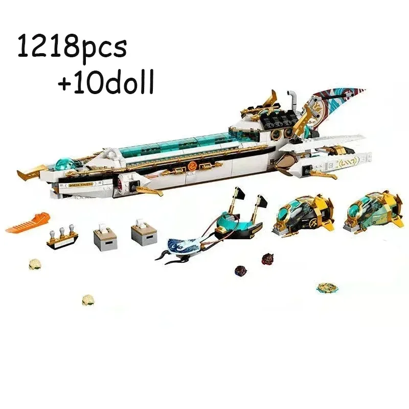 MINISO Disney 1218pcs Hydro Bounty Submarine Mech Sub Speeder Compatible 71756 Building Blocks bricks model Kids Toys Gift