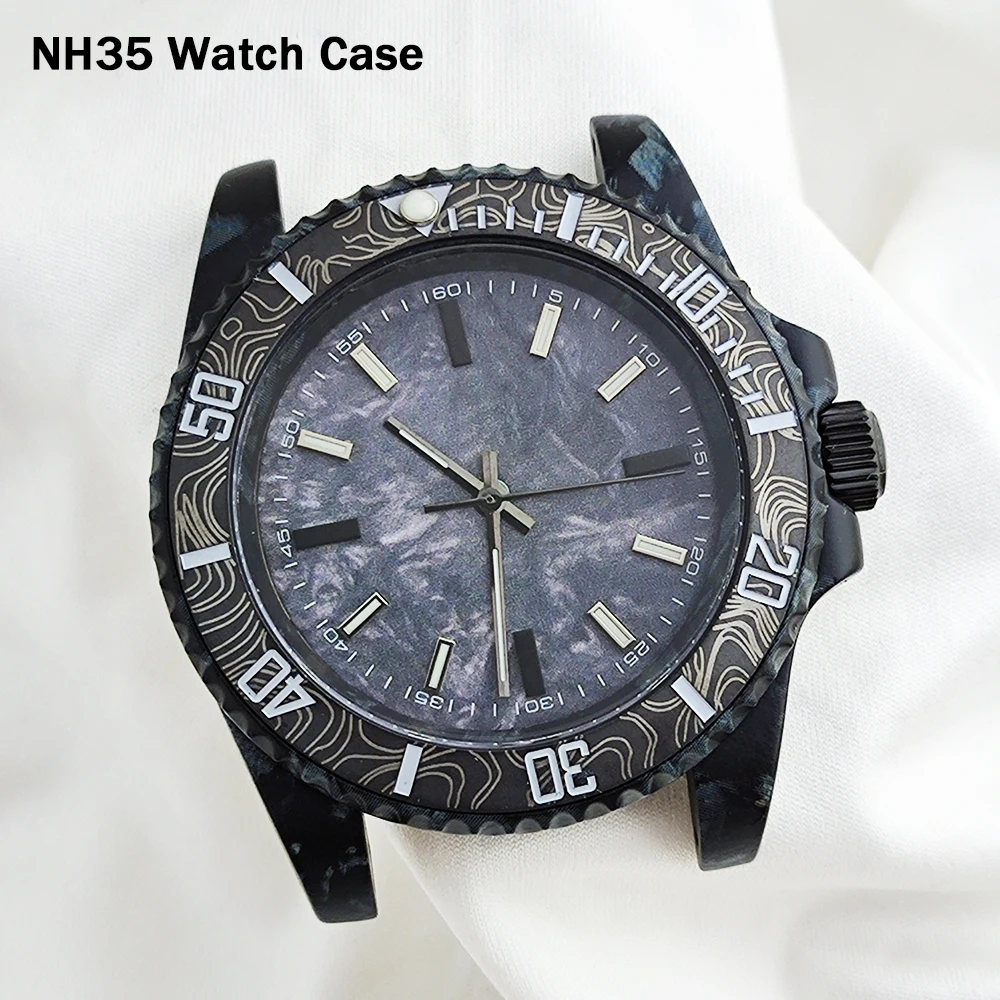 40mm case NH35 case 28.5mm dial men's charcoal black waterproof case custom logo suitable for NH35/NH36 case replacement module