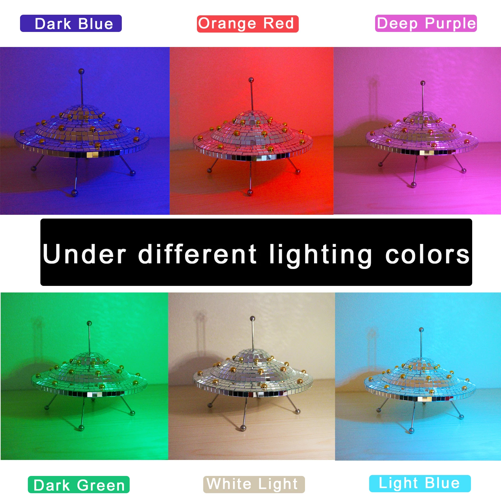 UFO Spaceship Disco Ball Home Décor Vintage Mirror Reflective Decorations UFO Space World Desk Ornaments Art Crafts 9inch*6.3in