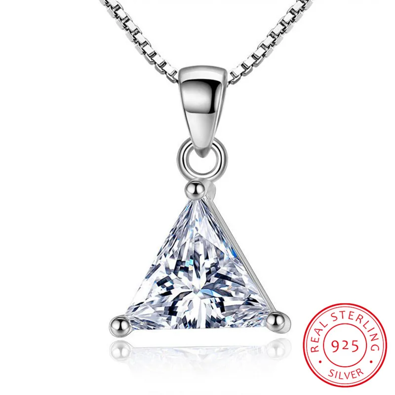 Triangle Cut Moissanite Necklace 2CT Lab Created Diamond Pendant Necklace Solid S925 Silver Moissanite Wedding Jewelry