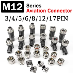 5/20PCS M12 12mm Aviation Plug Connector IP67 Waterproof Panel Back/Front Mount Flange Socket Sensor Male Female Conectores