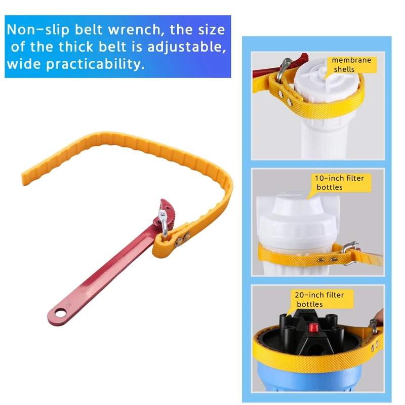 Universal Filter Bottle Wrench For Water Purifier Non-Slip Belt Universal Wrench Remove 10 Inch 20 Inch Filter Bottle