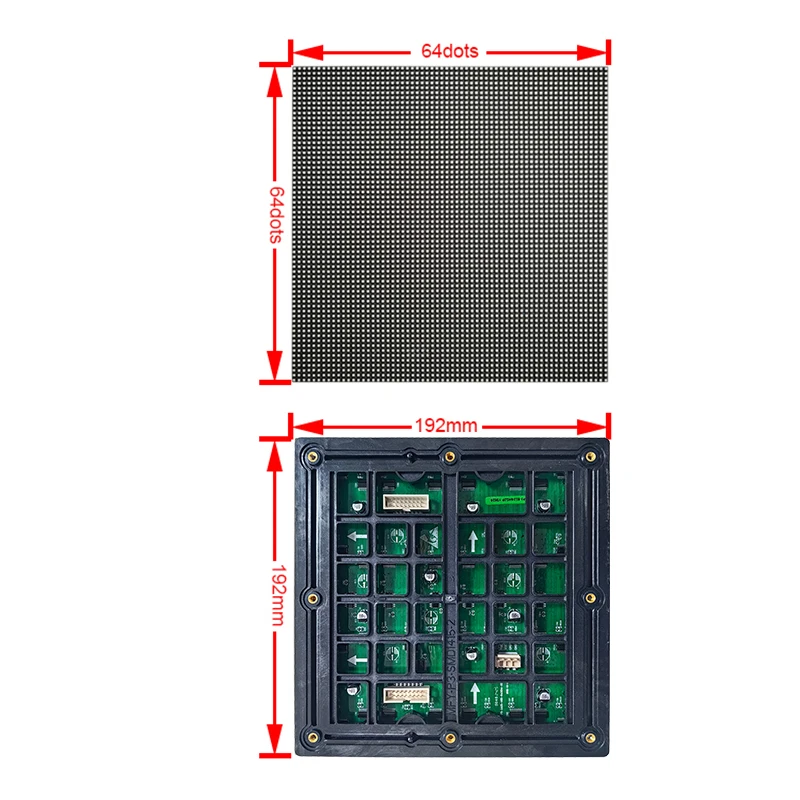 High Definition SMD1415 P3 64x64 Dots Outdoor RGB Full Color 192x192mm LED Panel Module Advertising Display Screen