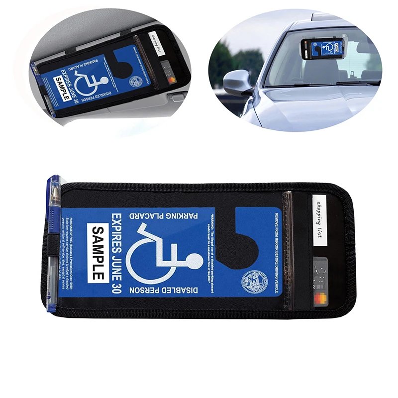 Handicap Placard Holder For Auto Disabled Parking Permit Sign Protector For Car Sun Visor With Note Paper Slot Pen Holder