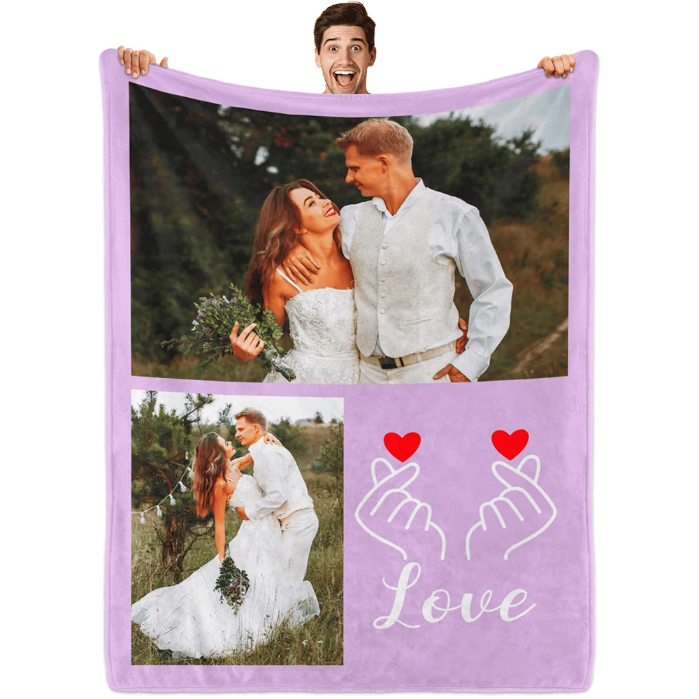Custom Throws Blanket with Photos, Personalized Blankets with Picture, I Love You Girlfriend Boyfriend Couples Gifts