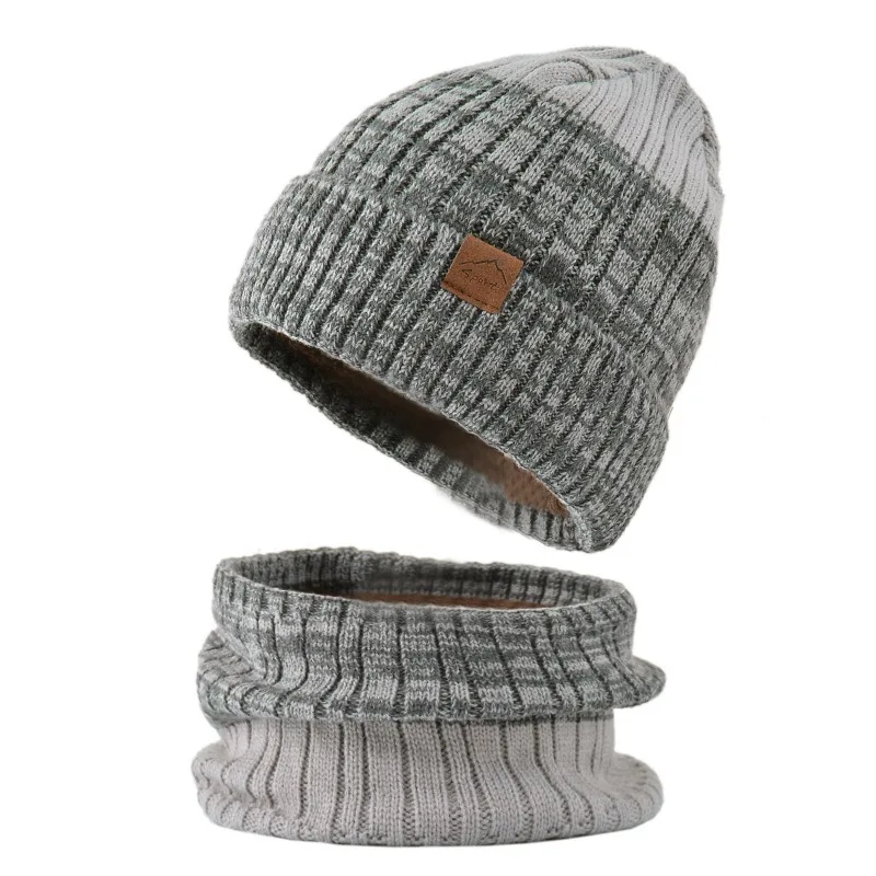 Conjunto de gorro y bufanda de lana para hombre y mujer, conjunto de gorros Unisex para el cuello, pasamontañas, máscara, gorro, capucha, marcas de