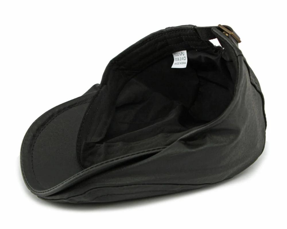 HT4867 Herren- und Damen-Baskenmütze, Vintage-Künstlermütze, Unisex, verstellbar, flache Mütze für Herbst und Winter, PU-Baskenmütze – Detail 16