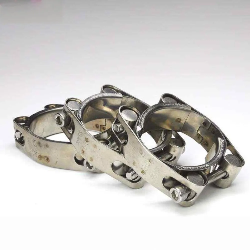 1Pc 304SS Double Screw Pipe Clamps, Thickened L-Type Buckle Strong Hose Retaining Clips, Suitable for Pipeline Connection