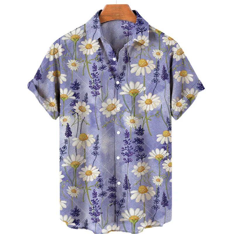 

Men's And Women's Lapel Shirts Colorful Floral Print Fashion Casual Short Sleeve Button-Down Shirts Casual Tops